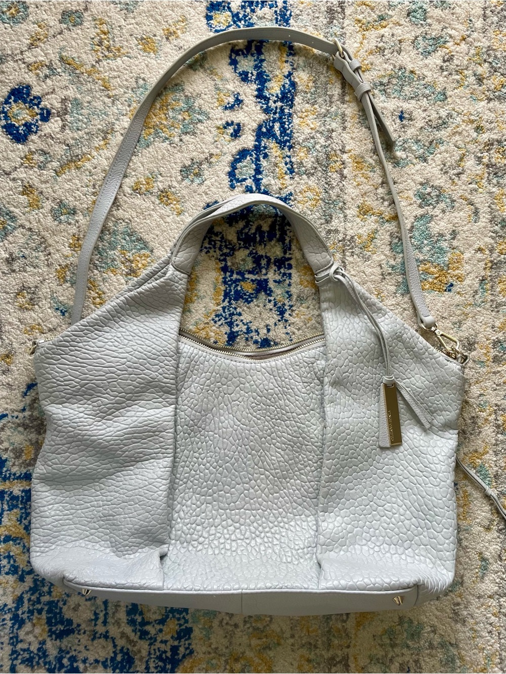 Vince Camuto Light Blue/Gray Leather Tote Bag Purse